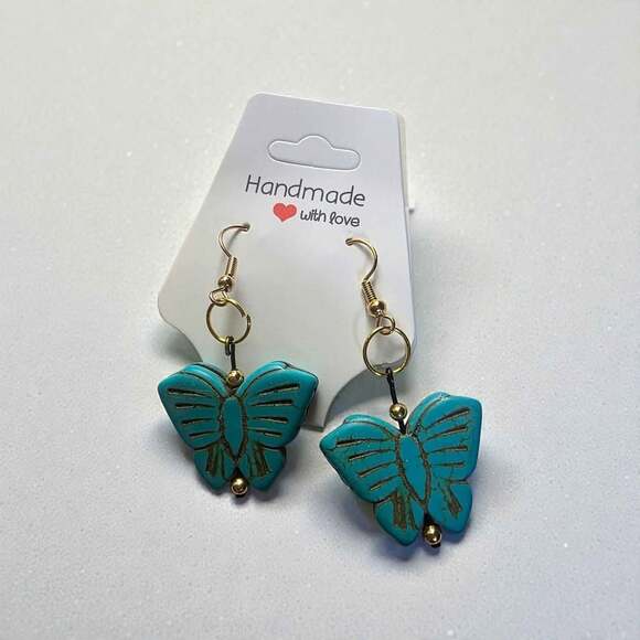 Jewelry - Handmade Turquoise Butterfly Earrings